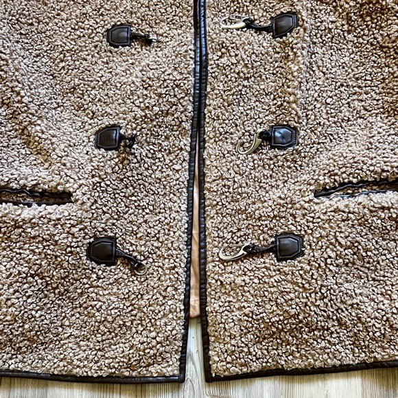 Avec Les Filles Faux Fur Toggle Coat Sherpa Shearling Brown - Picture 14 of 16